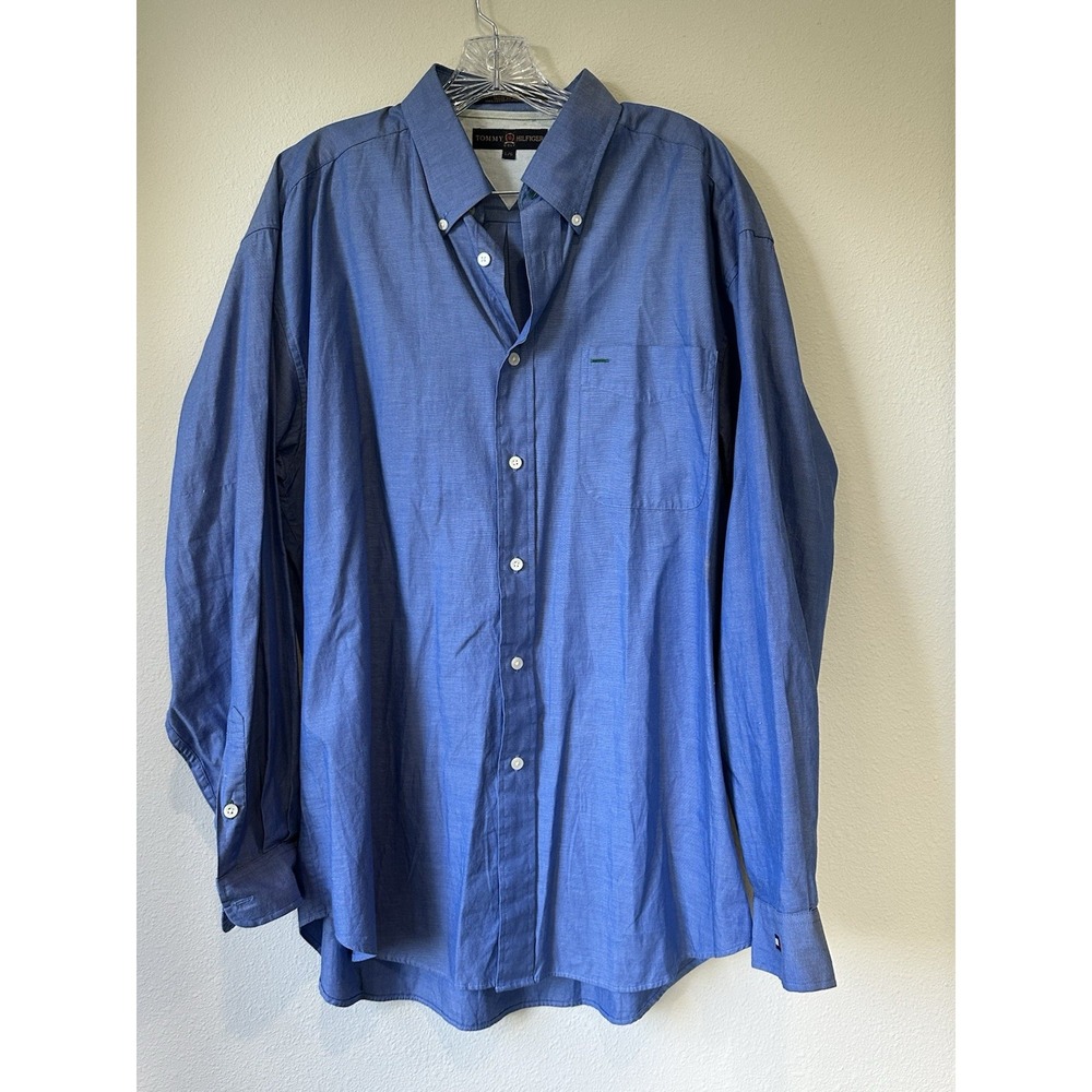 Men's‎ Vintage Tommy Hilfiger Golf Blue Button Down Shirt Size L